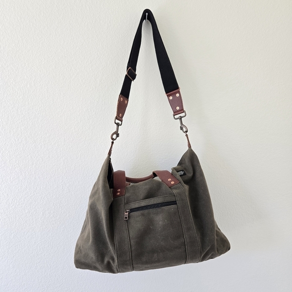 Jack Spade Warren Street NY Canvas Leather Weekend Duffle Bag Large 19"×16"×8.5" - Picture 6 of 16